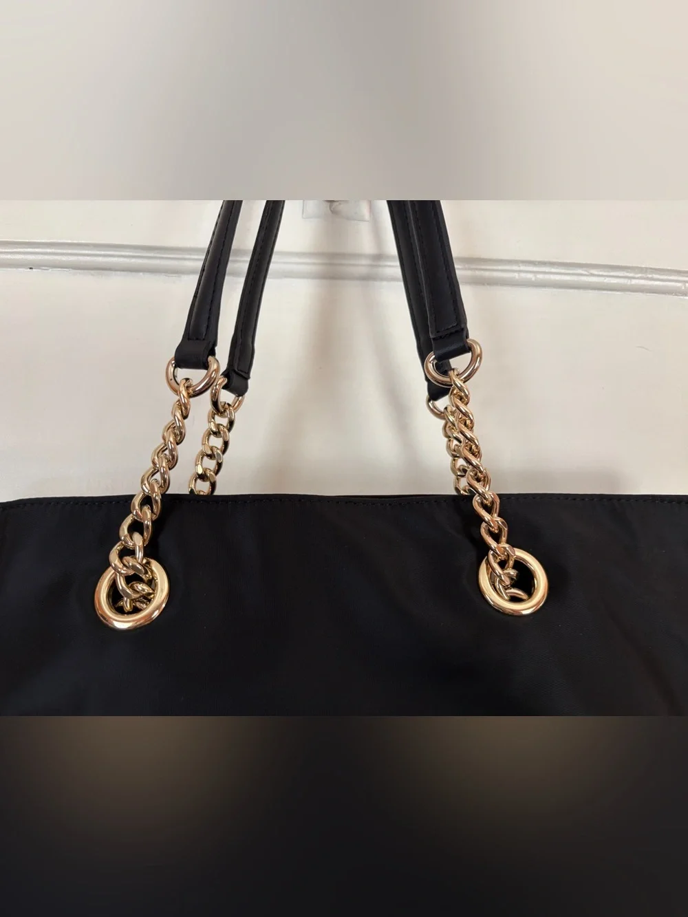 NEW Calvin Klein Black Chain-Handle Microfiber Tote Shoulder Bag / Purse